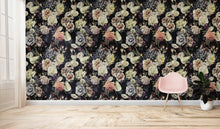 Load image into Gallery viewer, Flower Bomb - Wallpaper Pattern - Flowers on black background