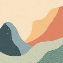 Load image into Gallery viewer, Abstract Landscape - Soft Blue, Green, Red and Yellow - Wallpaper Mural