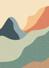 Load image into Gallery viewer, Abstract Landscape - Soft Blue, Green, Red and Yellow - Wallpaper Mural