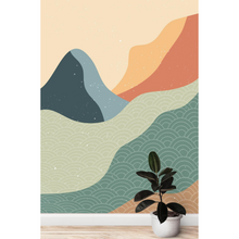 Load image into Gallery viewer, Abstract Landscape - Soft Blue, Green, Red and Yellow - Wallpaper Mural