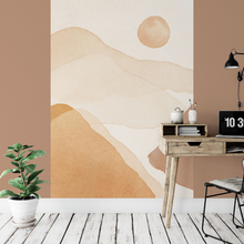 Load image into Gallery viewer, Watercolor Landscape in Soft Orange & Terracotta Mural Wallpaper