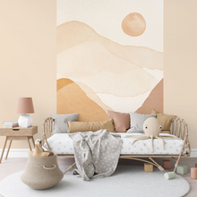 Load image into Gallery viewer, Watercolor Landscape in Soft Orange & Terracotta Mural Wallpaper