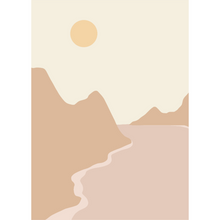 Load image into Gallery viewer, Abstract Mountains and River Pink and Yellow Mural Wallpaper