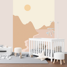 Load image into Gallery viewer, Abstract Mountains and River Pink and Yellow Mural Wallpaper