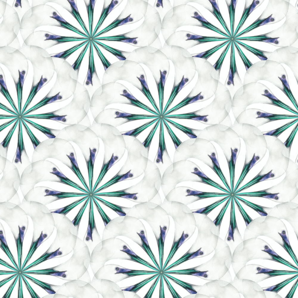 Circle of Cranes - Wallpaper Pattern - Blue