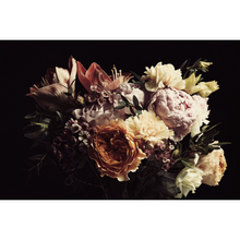 Load image into Gallery viewer, Dark Flowers Terracotta Botanical Wallpaper Mural - Vintage Flowers on Black