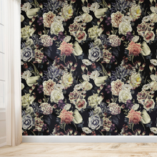 Load image into Gallery viewer, Flower Bomb - Wallpaper Pattern - Flowers on black background