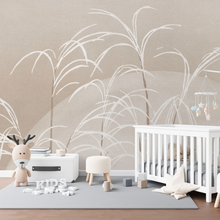 Load image into Gallery viewer, Moon and Grasses Neutral and Beige Colors Wallpaper Mural Artwork