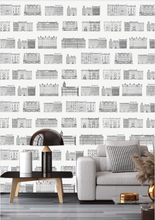 Afbeelding in Gallery-weergave laden, Amsterdamse Grachten Huizen Patroon Behang in Zwart en Wi