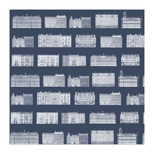 Load image into Gallery viewer, Amsterdam Canal Houses Dark Blue Pattern Wallpaper

