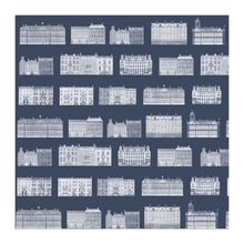 Load image into Gallery viewer, Amsterdam Canal Houses Dark Blue Pattern Wallpaper