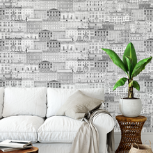 Load image into Gallery viewer, Amsterdam Canal Houses Overlapping Black & White Pattern Wallpaper