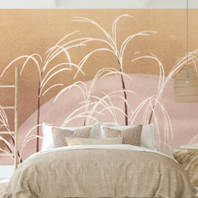 Load image into Gallery viewer, Moon and Grasses in Orange and Pink Earth Tones Wallpaper Mural Artwork