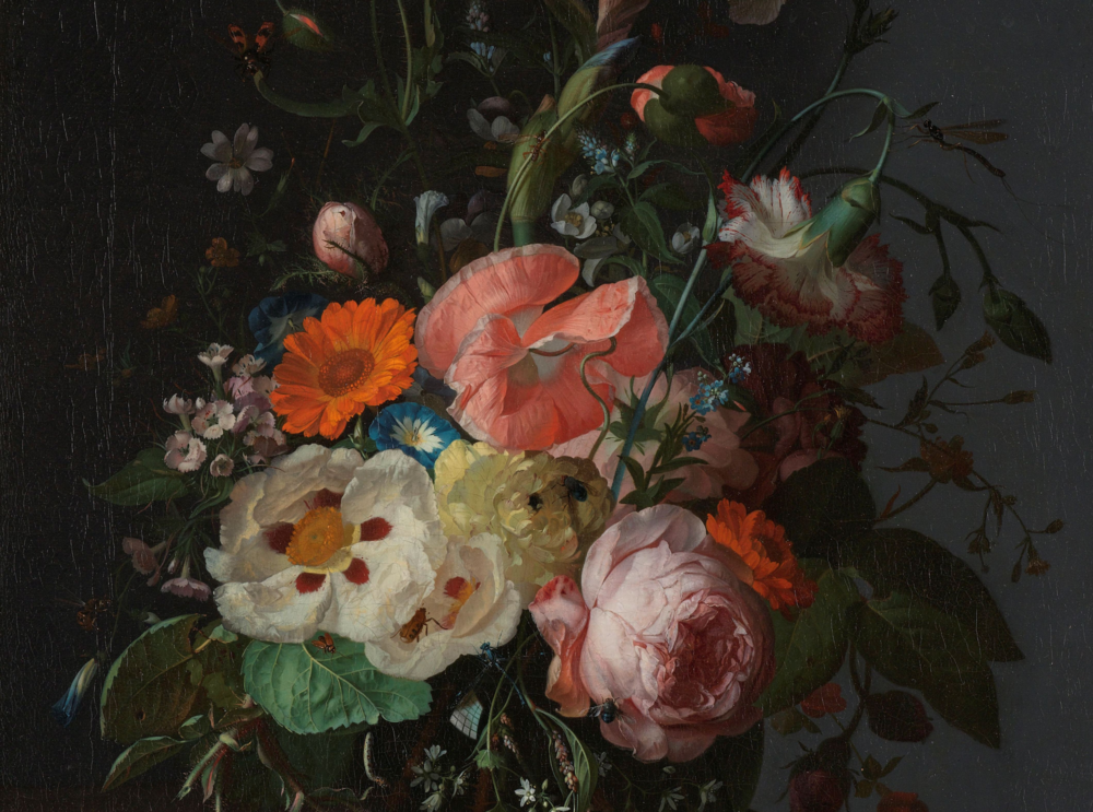 Still life with Flowers on a dark background - Painting Mural Wallpaper - Rijksmuseum