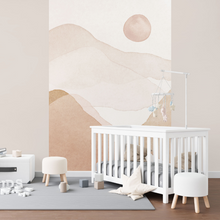 Afbeelding in Gallery-weergave laden, Abstract Aquarel Landschap in Zacht Roze en Beige Behang Paneel