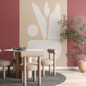 Abstract Forms - Mural Wallpaper - Soft Pink and White