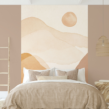 Load image into Gallery viewer, Watercolor Landscape in Soft Orange &amp; Terracotta Mural Wallpaper
