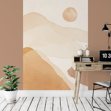 Load image into Gallery viewer, Watercolor Landscape in Soft Orange &amp; Terracotta Mural Wallpaper
