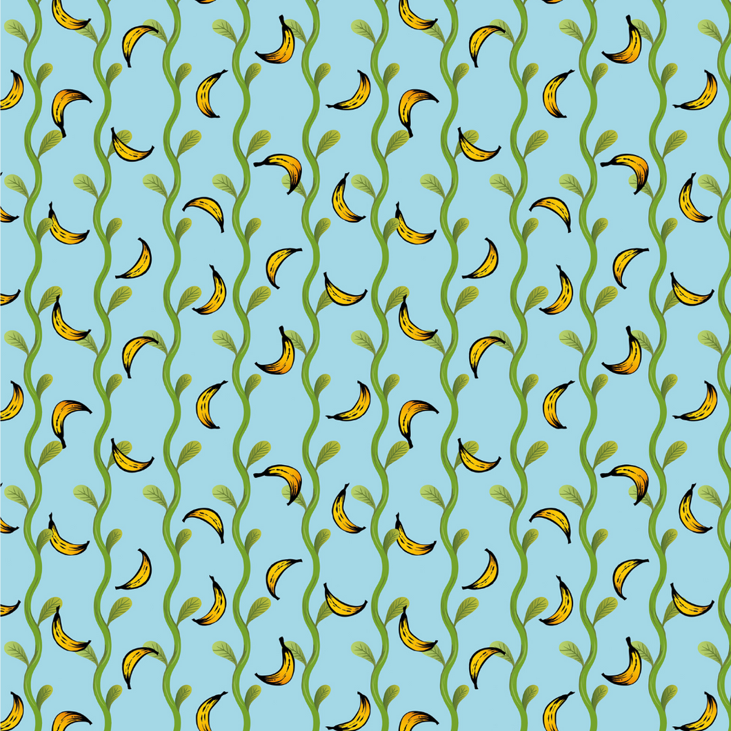 Go Bananas - Pattern Wallpaper - Blue, Green and Yellow