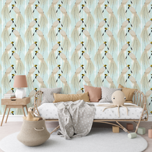 Load image into Gallery viewer, Bird of Paradise - Wallpaper Pattern - Light Blue and White
