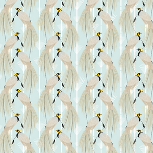 Paradijsvogel Patroon Behang in Zacht Blauw en Wit