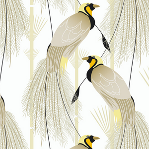 Bird of Paradise White Wallpaper Pattern