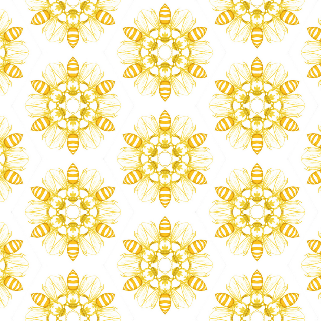 Circle of Bees Behang Patroon Geel