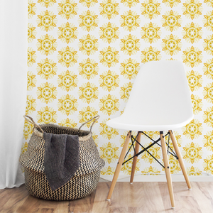 Circle of Bees - Wallpaper Pattern - Yellow