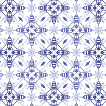 Load image into Gallery viewer, Cross of Bees - Wallpaper Pattern - Blue

