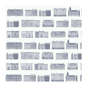 Amsterdamse Grachten Huizen Patroon Behang in Blauw en Wit