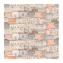 Afbeelding in Gallery-weergave laden, Amsterdamse Grachten Huizen Overlappend Patroon Behang in Origineel Oranje, Beige, Zwart en Wit
