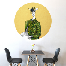 Afbeelding in Gallery-weergave laden, Impala Illustratie Behangcirkel in Geel en Groen
