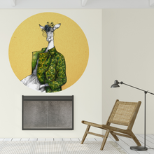 Afbeelding in Gallery-weergave laden, Impala Illustratie Behangcirkel in Geel en Groen

