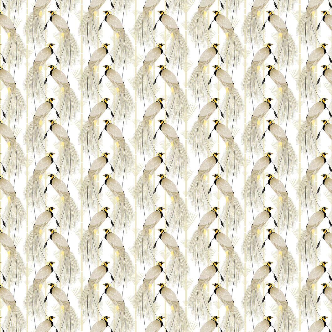 Bird of Paradise White Wallpaper Pattern