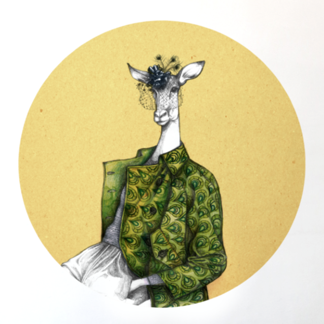 Impala Illustratie Behangcirkel in Geel en Groen