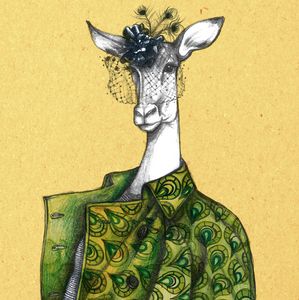 Impala Illustratie Behangcirkel in Geel en Groen