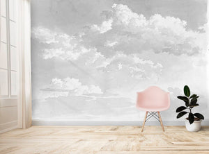 Sketch of Clouds - Painting Wallpaper Mural - Light Grey