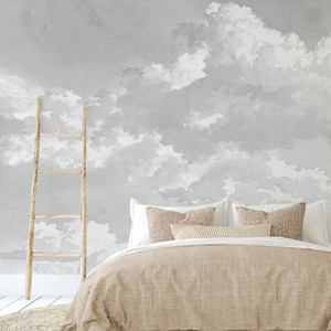 Sketch of Clouds - Painting Wallpaper Mural - Light Grey
