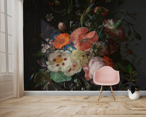 Still life with Flowers on a dark background - Painting Mural Wallpaper - Rijksmuseum