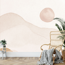 Load image into Gallery viewer, Watercolor Landscape in Soft Pink and Beige Mural Wallpaper
