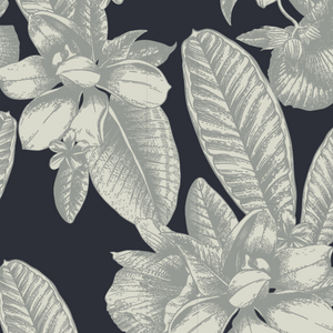 White Flower on Dark Blue background - Wallpaper Pattern