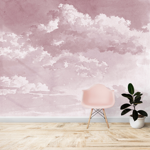Sketch of Clouds - Painting Mural Wallpaper - Pink